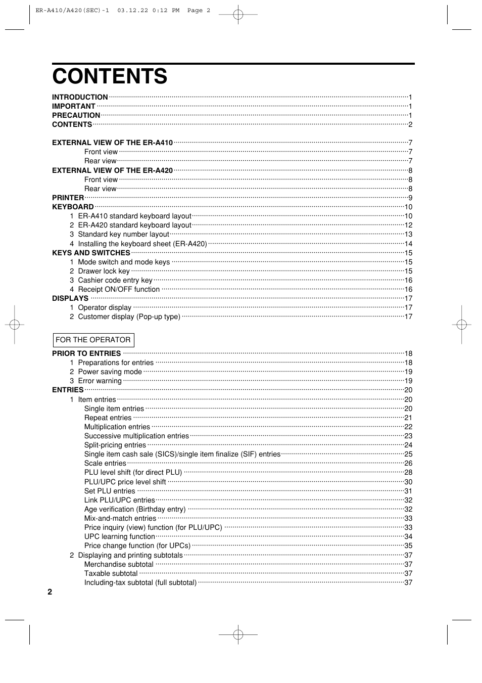 Sony ER-A420 User Manual | Page 4 / 190