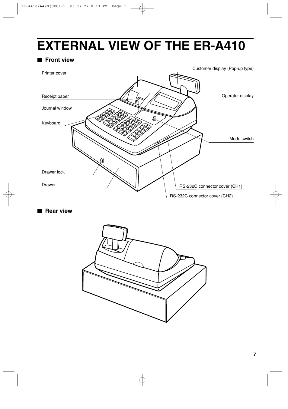 External view of the er-a410 | Sony ER-A420 User Manual | Page 9 / 190