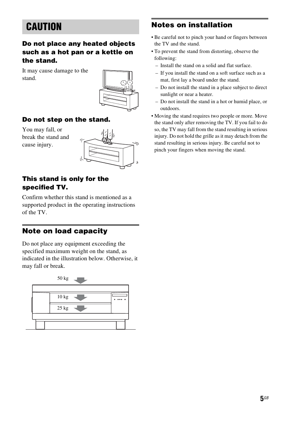 Caution | Sony 3-877-030-12(1) User Manual | Page 5 / 40