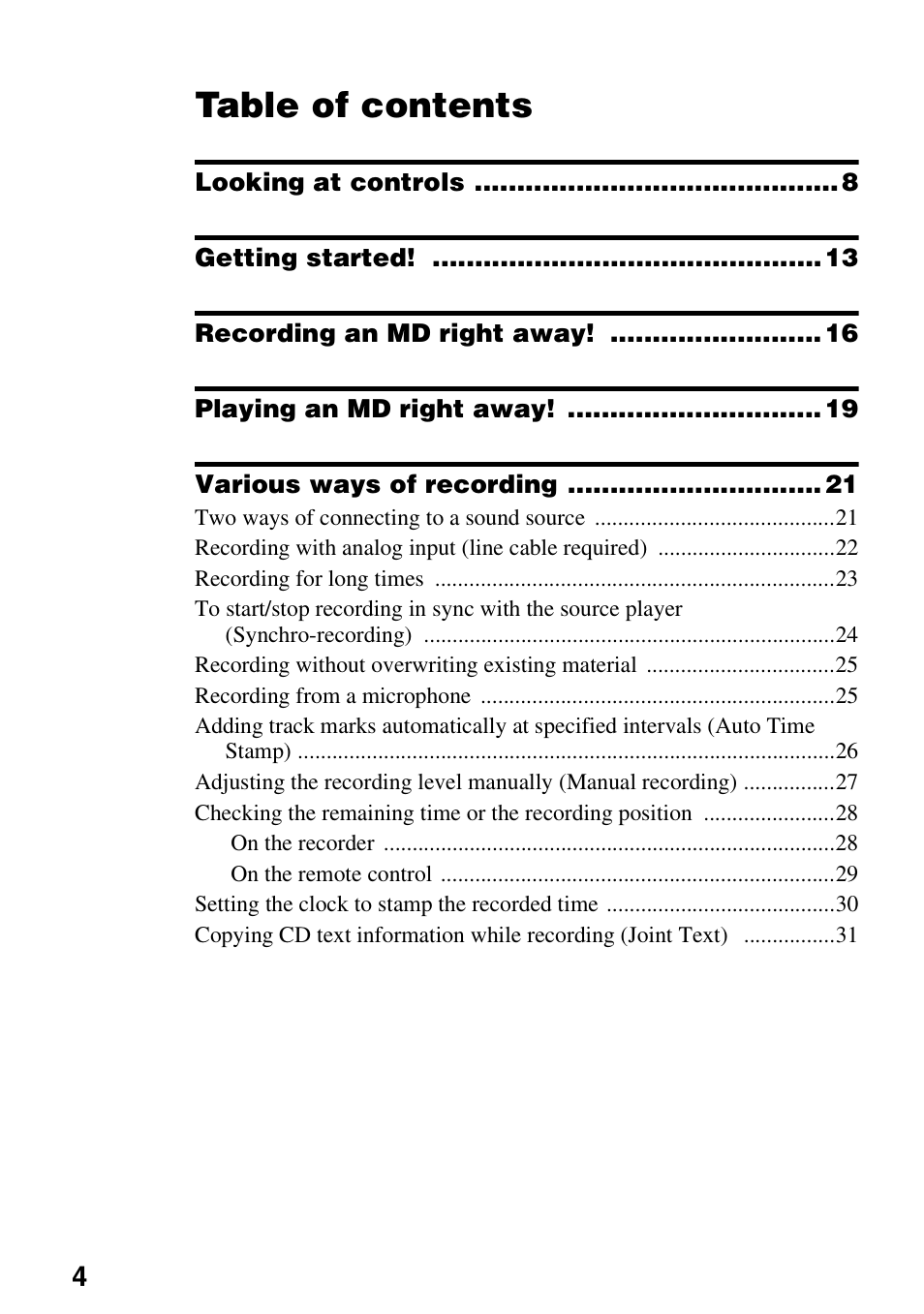 Sony MZ-R900 User Manual | Page 4 / 72