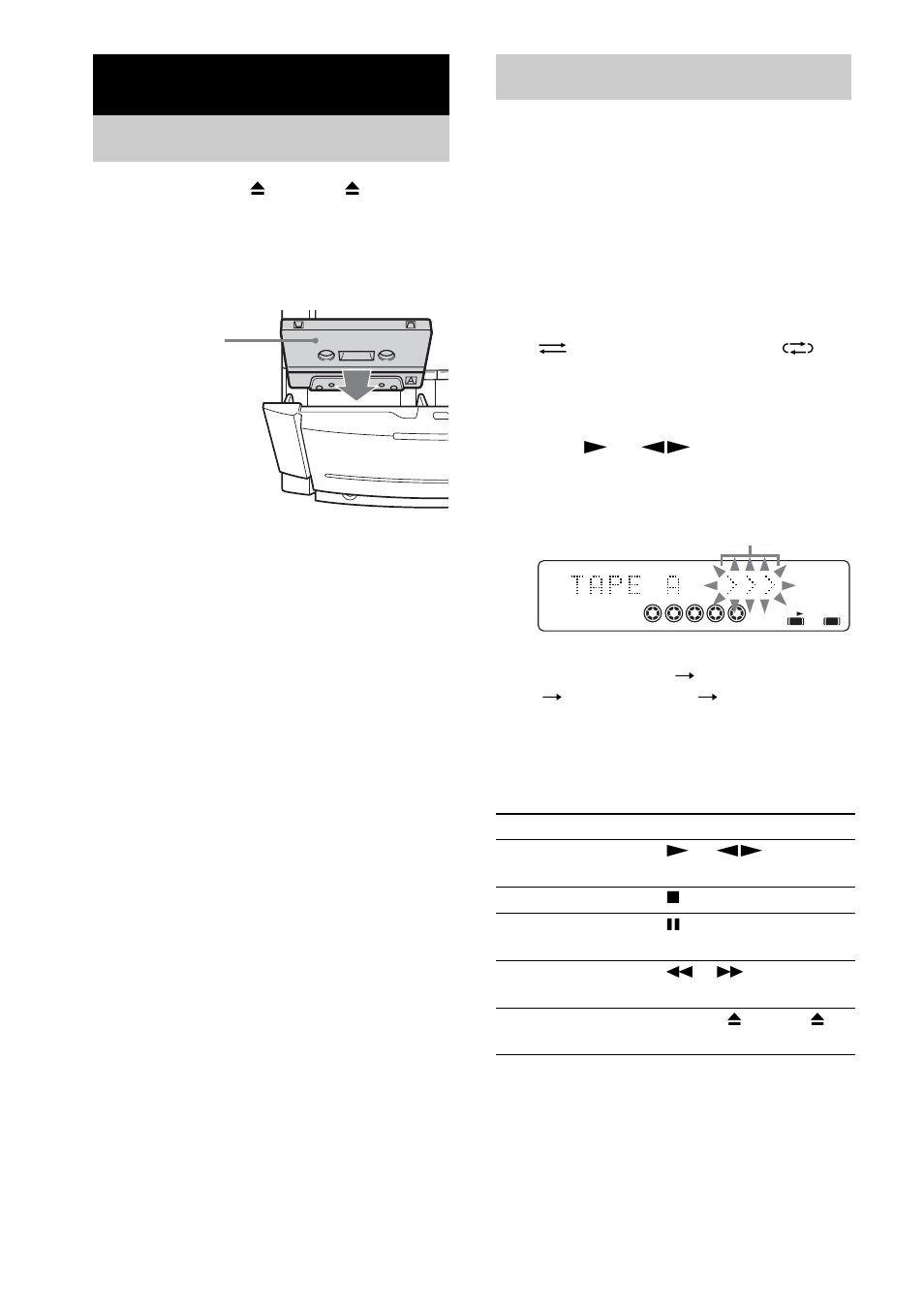 Tape – play, Loading a tape, Playing a tape | Loading a tape playing a tape | Sony CMT-CP555 User Manual | Page 16 / 36