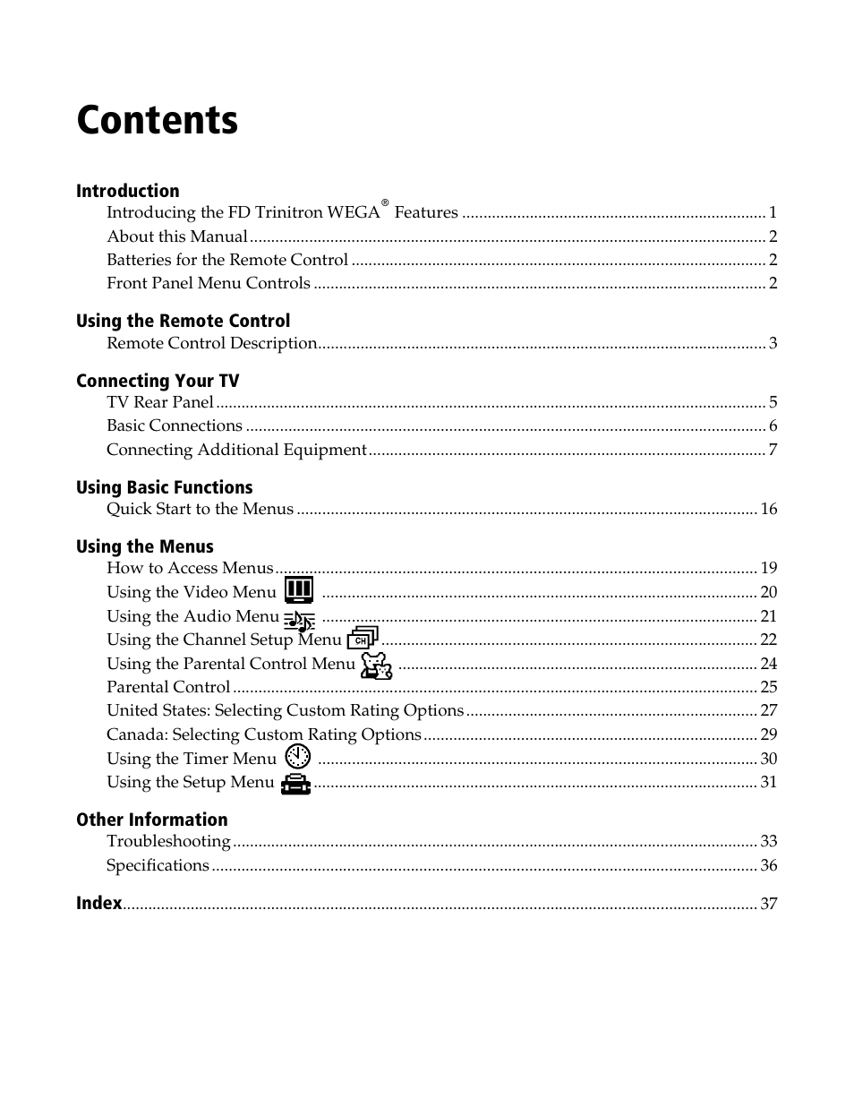 Sony WEGA KV-20FS120 User Manual | Page 7 / 48