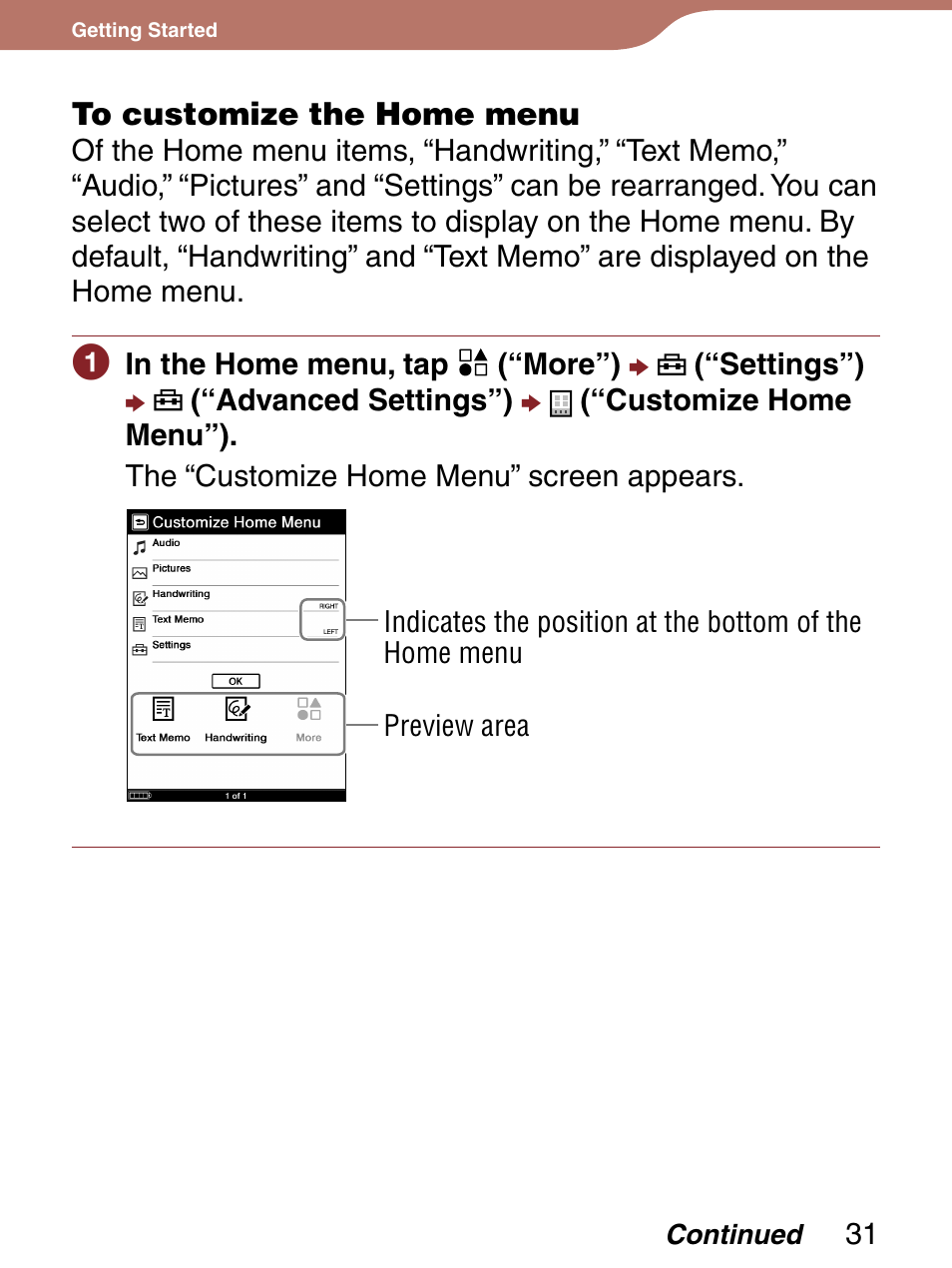 Advanced settings” menu | Sony 4-153-621-13(1) User Manual | Page 31 / 190