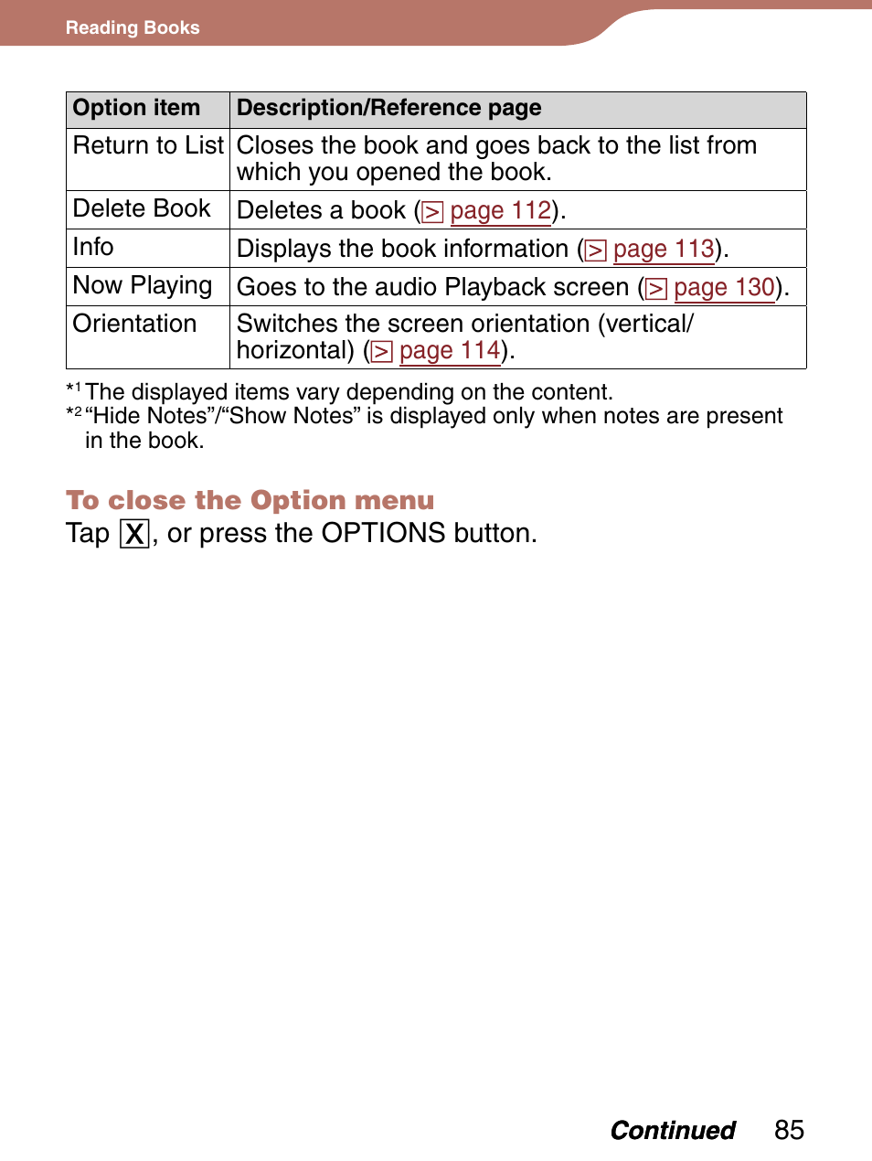 Tap , or press the options button | Sony 4-153-621-13(1) User Manual | Page 85 / 190