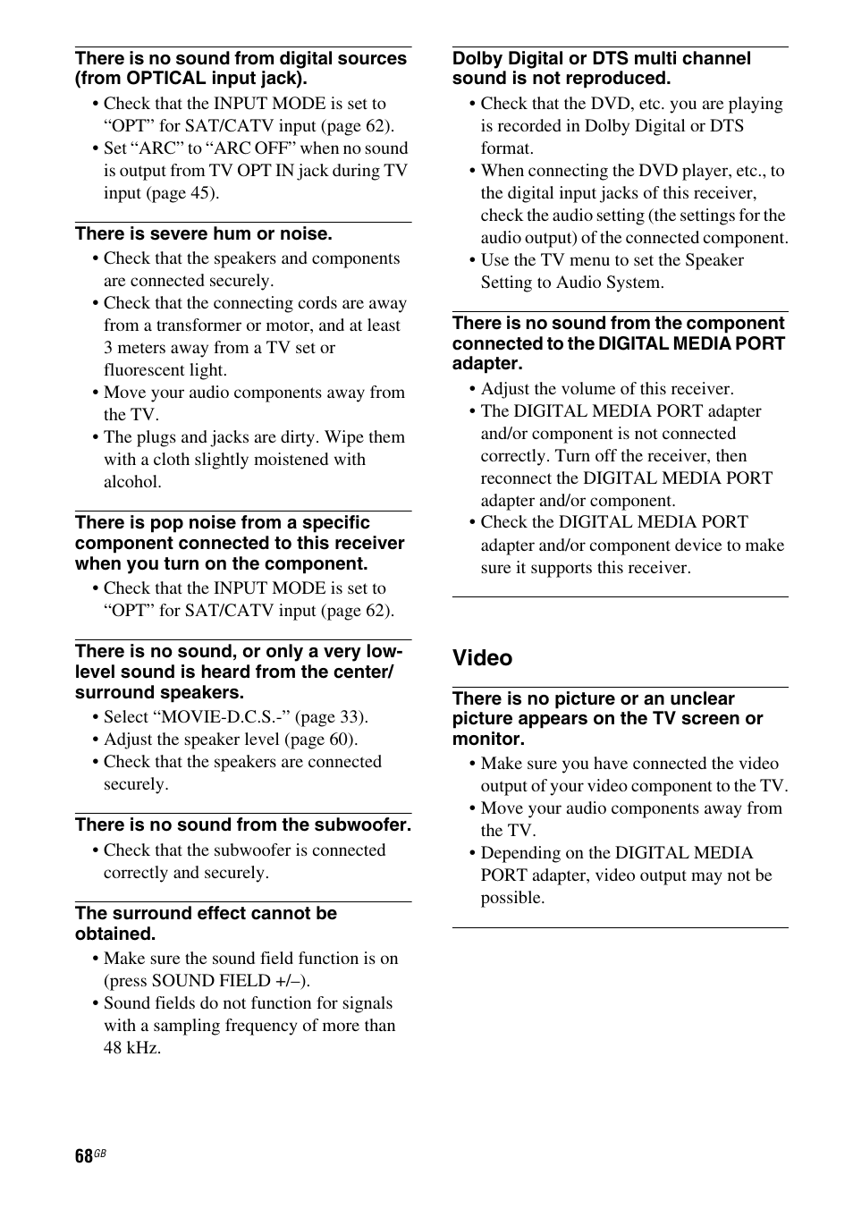 Video | Sony HTSS370 User Manual | Page 68 / 76