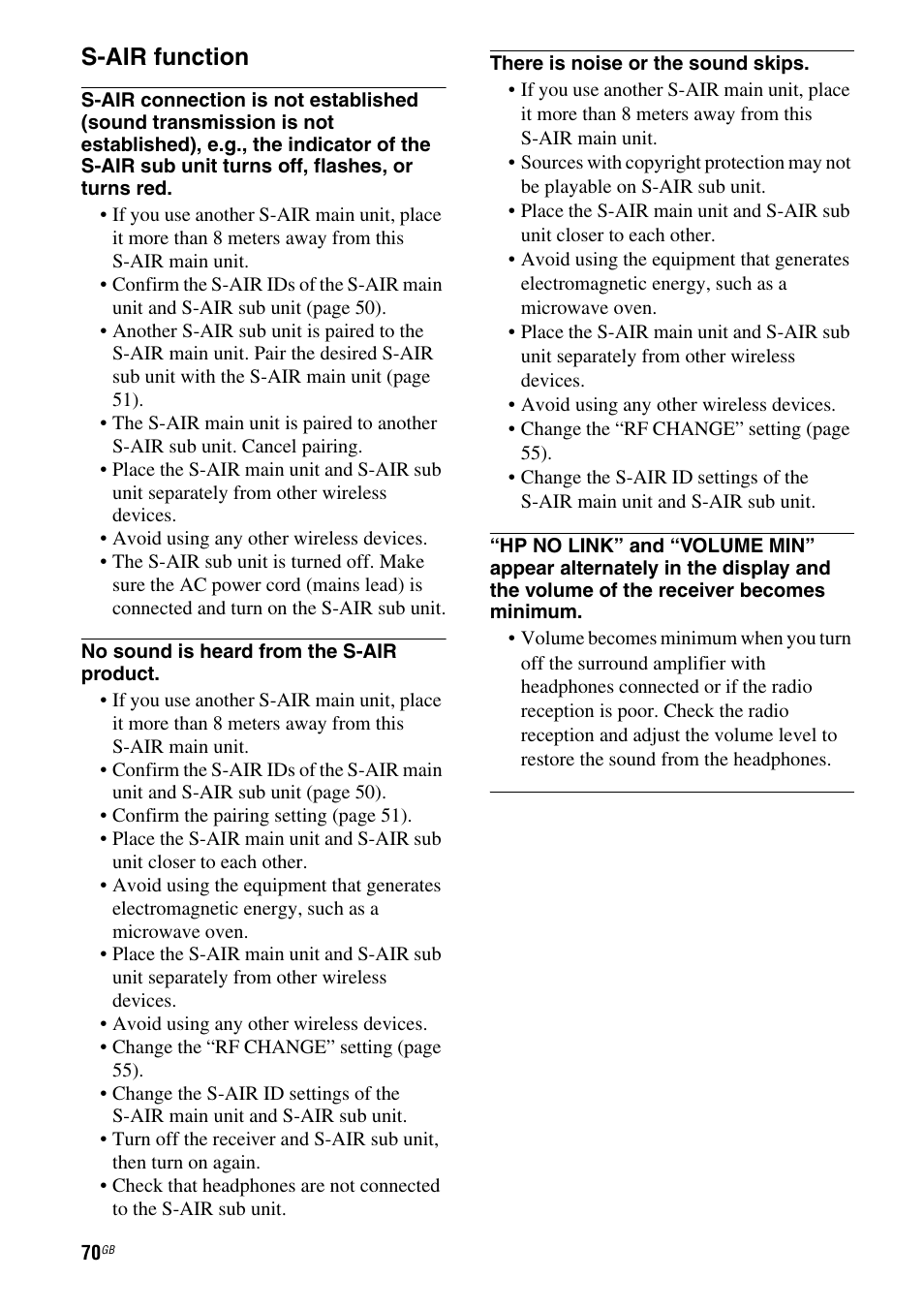 S-air function | Sony HTSS370 User Manual | Page 70 / 76