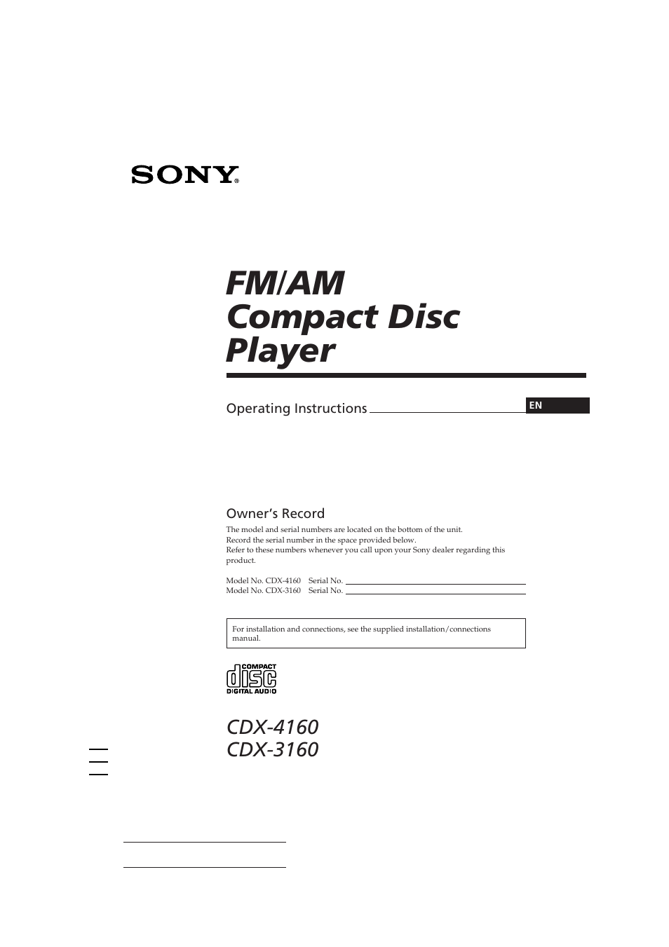 Sony CDX-416 User Manual | 15 pages