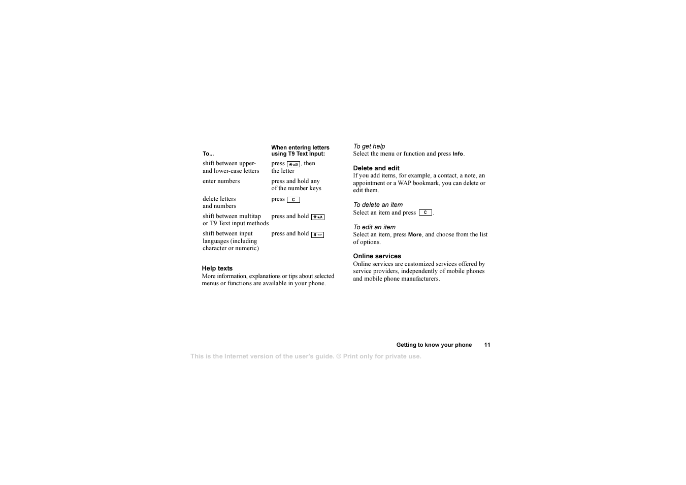 Sony T630 User Manual | Page 11 / 103