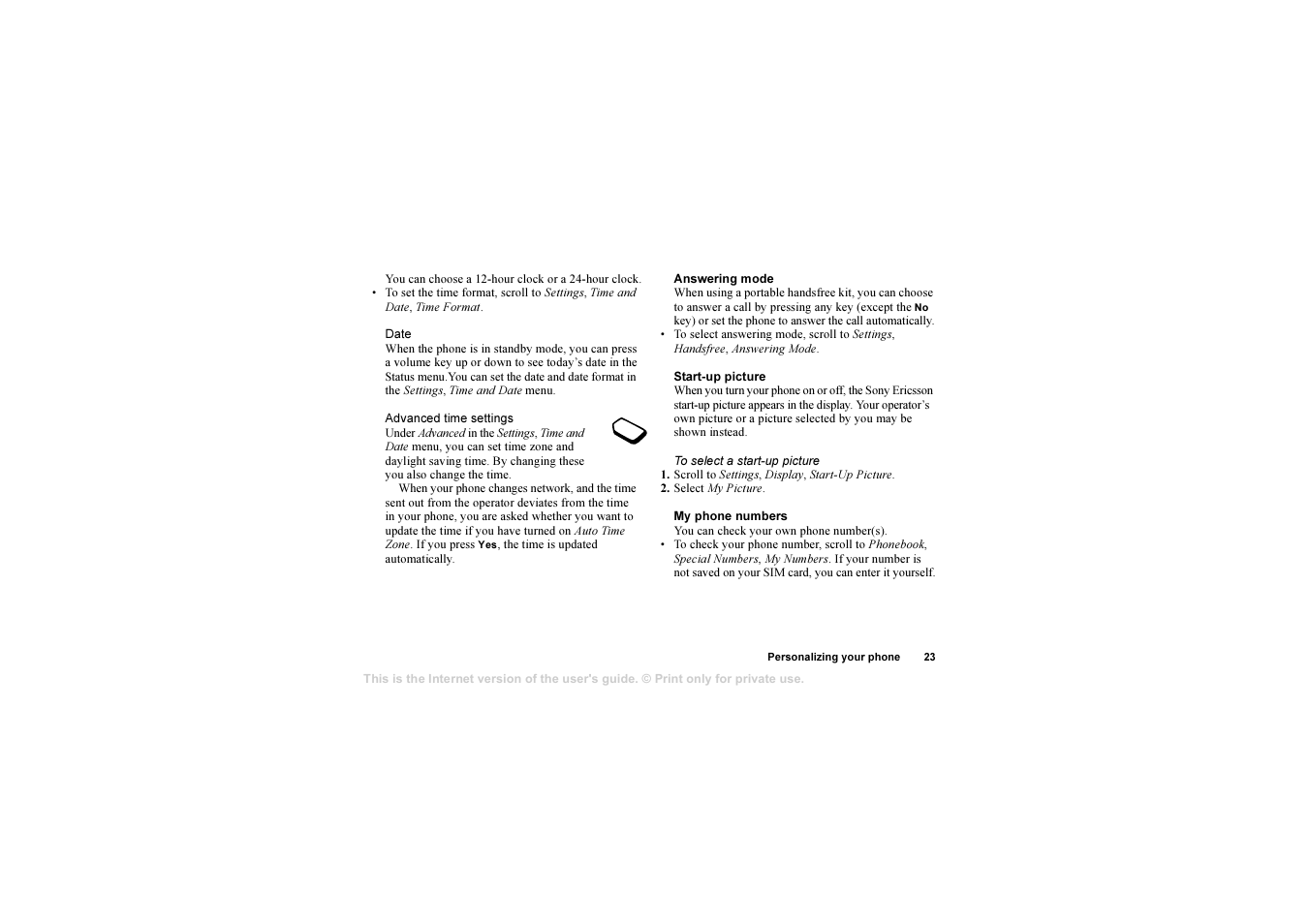 Sony T630 User Manual | Page 23 / 103