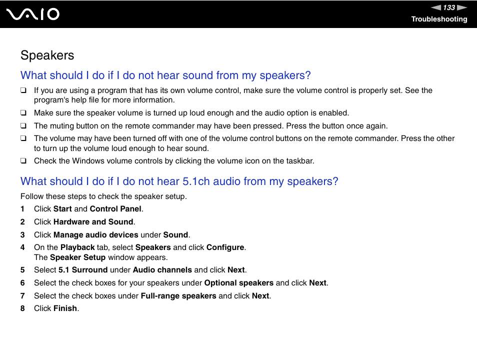 Speakers | Sony VGX-TP1 User Manual | Page 133 / 154