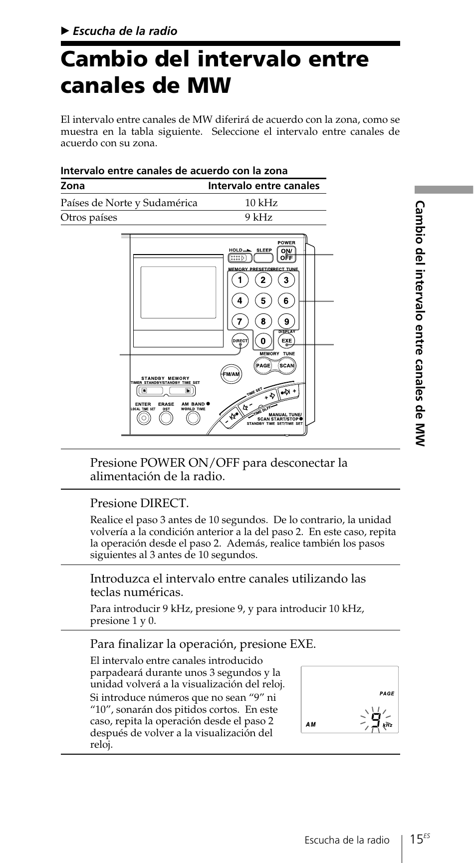 Cambio del intervalo entre canales de mw | Sony ICF-SW7600GR User Manual | Page 135 / 242