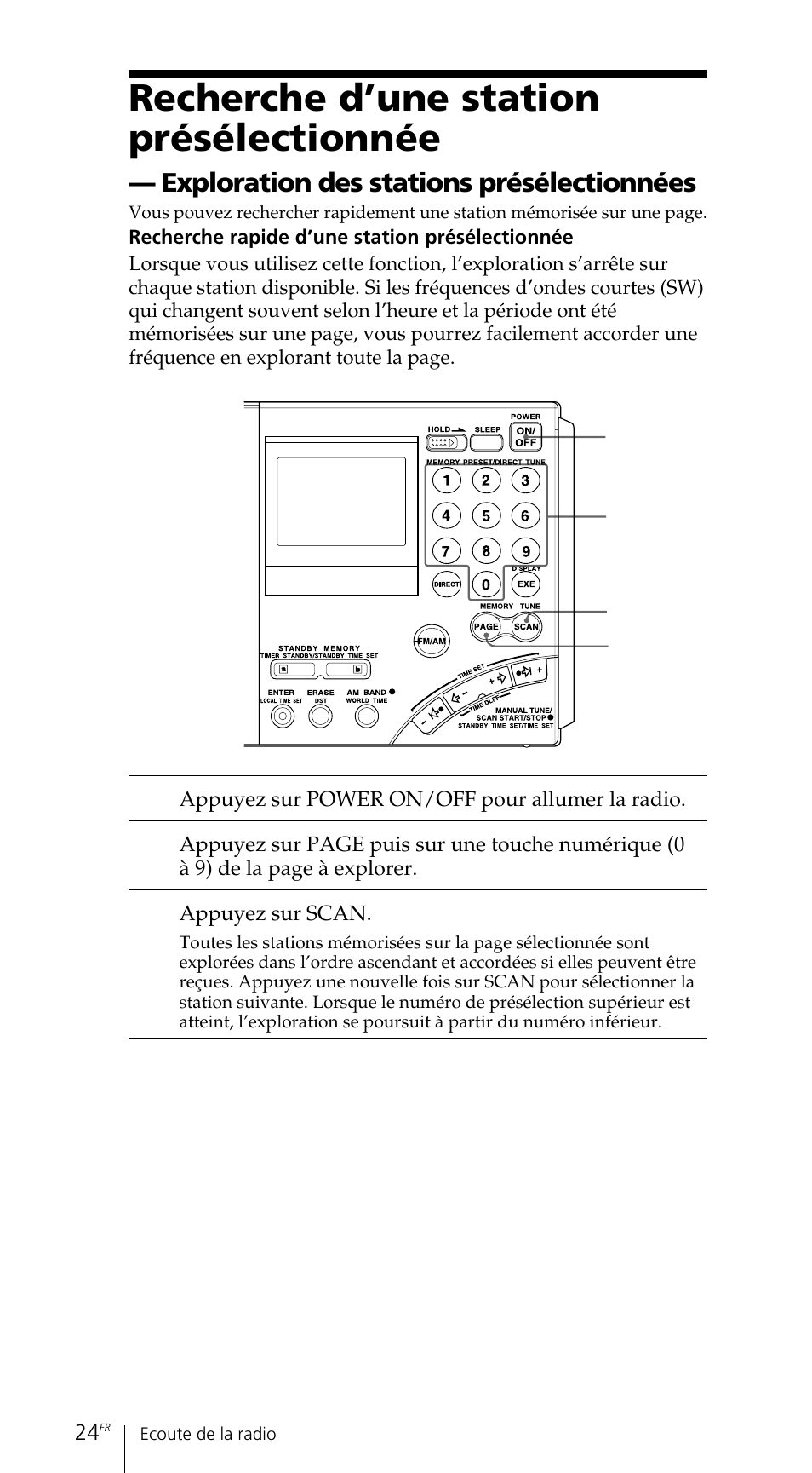 Recherche d’une station présélectionnée | Sony ICF-SW7600GR User Manual | Page 64 / 242