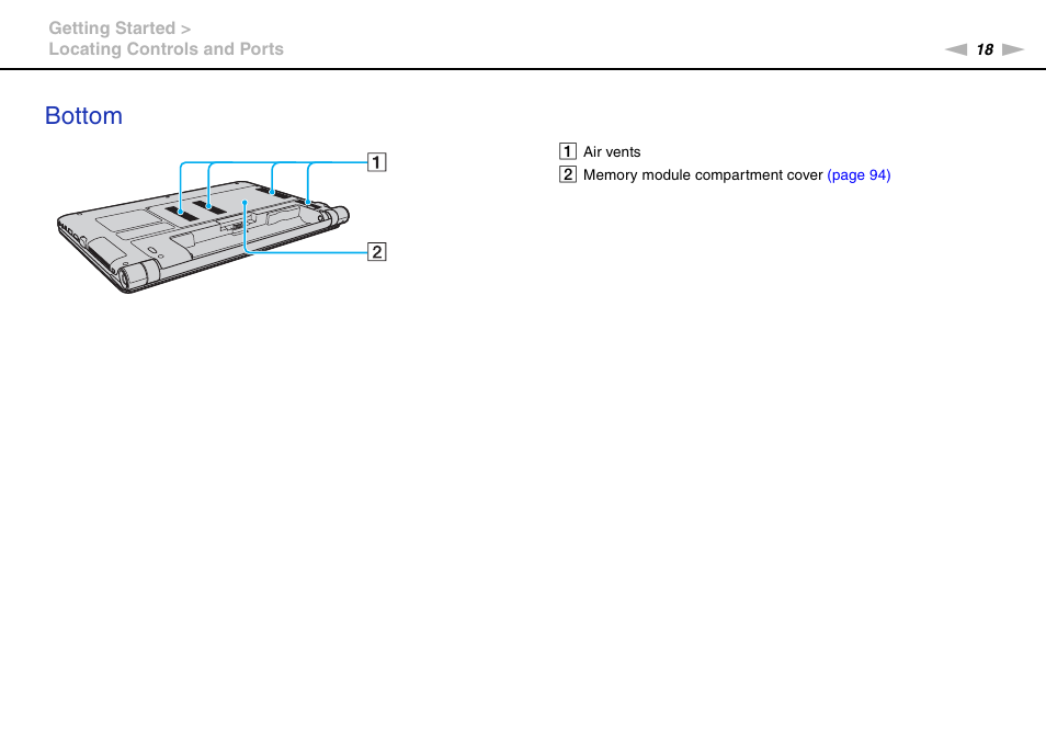 Bottom | Sony VAIO VPCY21 SERIES User Manual | Page 18 / 157