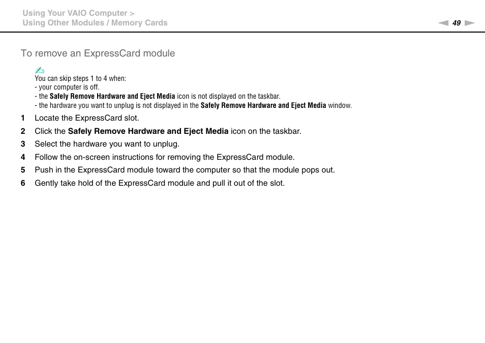 Sony VAIO VPCY21 SERIES User Manual | Page 49 / 157