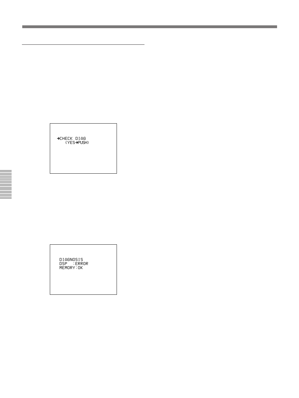 Viewfinder basic menu, When “check diag” is displayed | Sony 300PF User Manual | Page 82 / 124