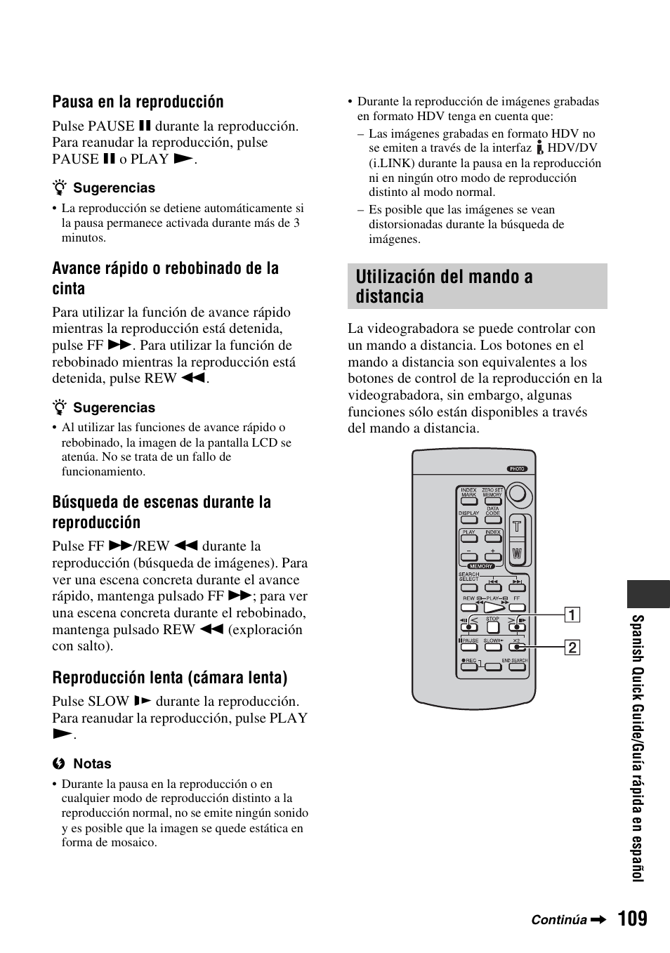 Utilización del mando a distancia | Sony GV-HD700E User Manual | Page 109 / 112