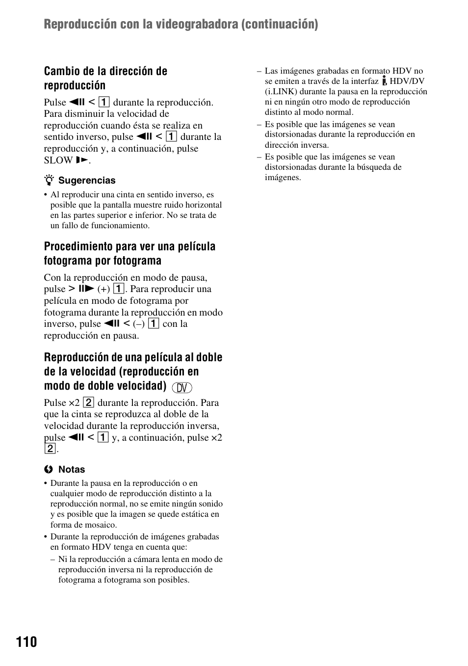 Reproducción con la videograbadora (continuación) | Sony GV-HD700E User Manual | Page 110 / 112