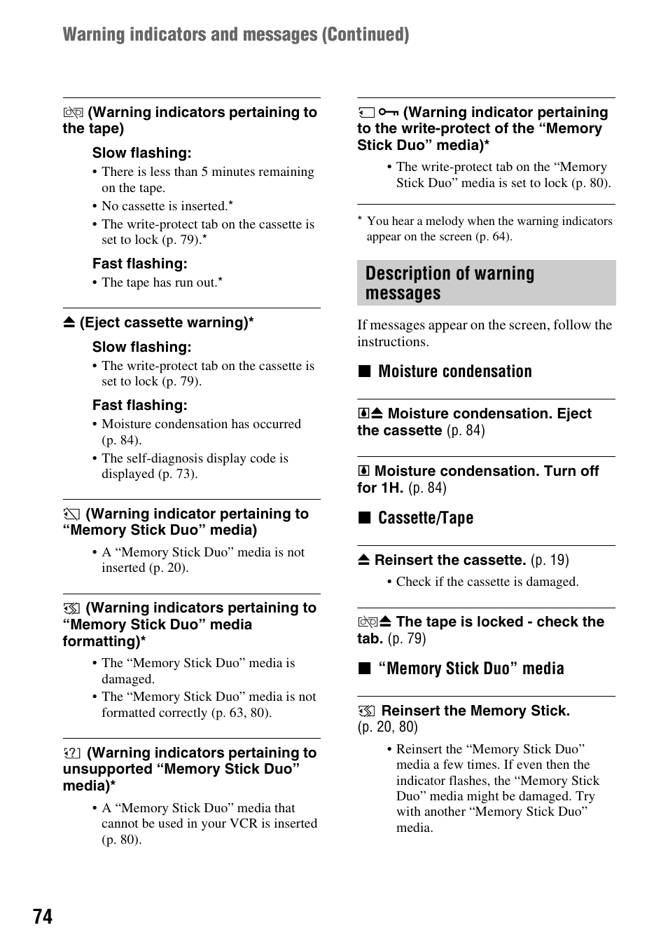 Sony GV-HD700E User Manual | Page 74 / 112