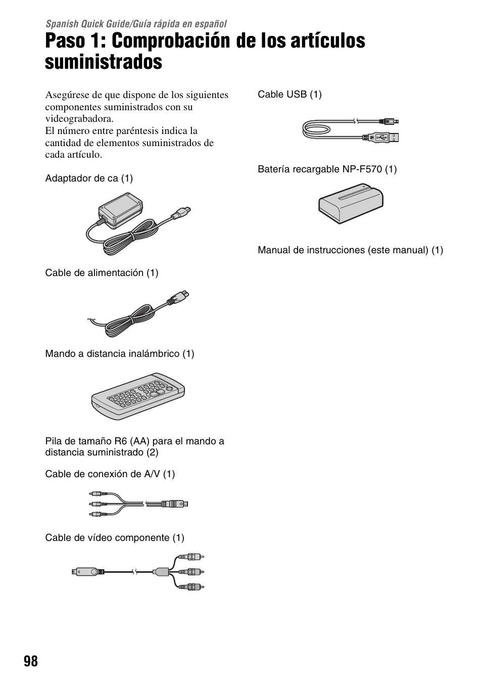 Spanish quick guide/guía rápida en español, Spanish quick guide, Guía rápida en español | Sony GV-HD700E User Manual | Page 98 / 112