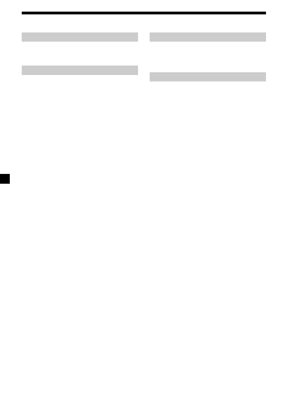 14 especificaciones, Sección del reproductor de cd, Sección del sintonizador | Sección del amplificador de potencia, Generales | Sony CDX-L430X User Manual | Page 30 / 48