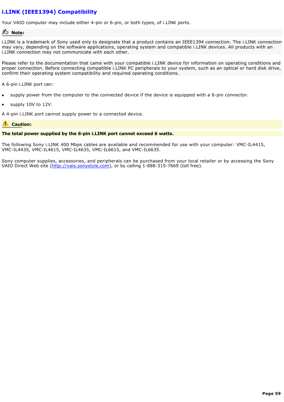 I.link (ieee1394) compatibility | Sony MX User Manual | Page 59 / 114