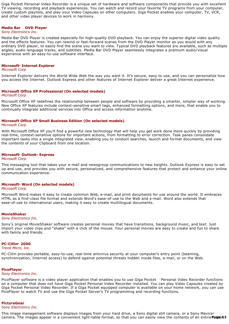 Sony MX User Manual | Page 63 / 114
