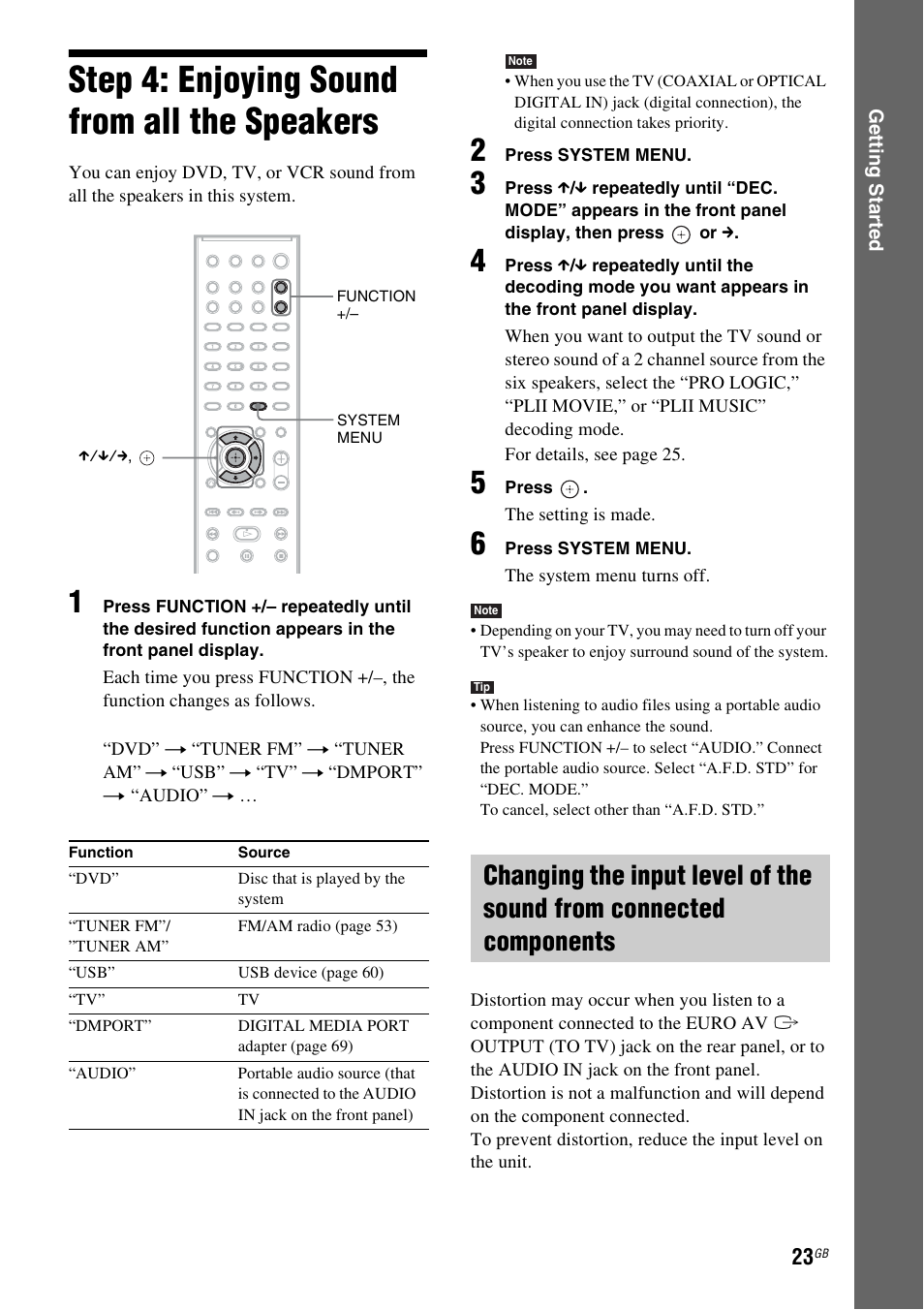 Step 4: enjoying sound from all the speakers, Step 4: enjoying sound from all the, Speakers | Sony 3-283-036-11(3) User Manual | Page 23 / 104