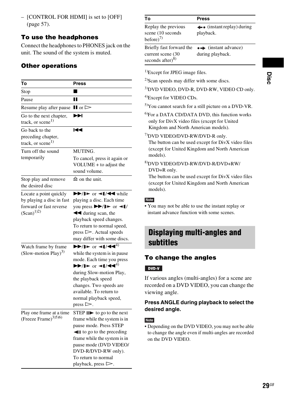 Displaying multi-angles and subtitles, Dis c, Other operations | Sony 3-283-036-11(3) User Manual | Page 29 / 104