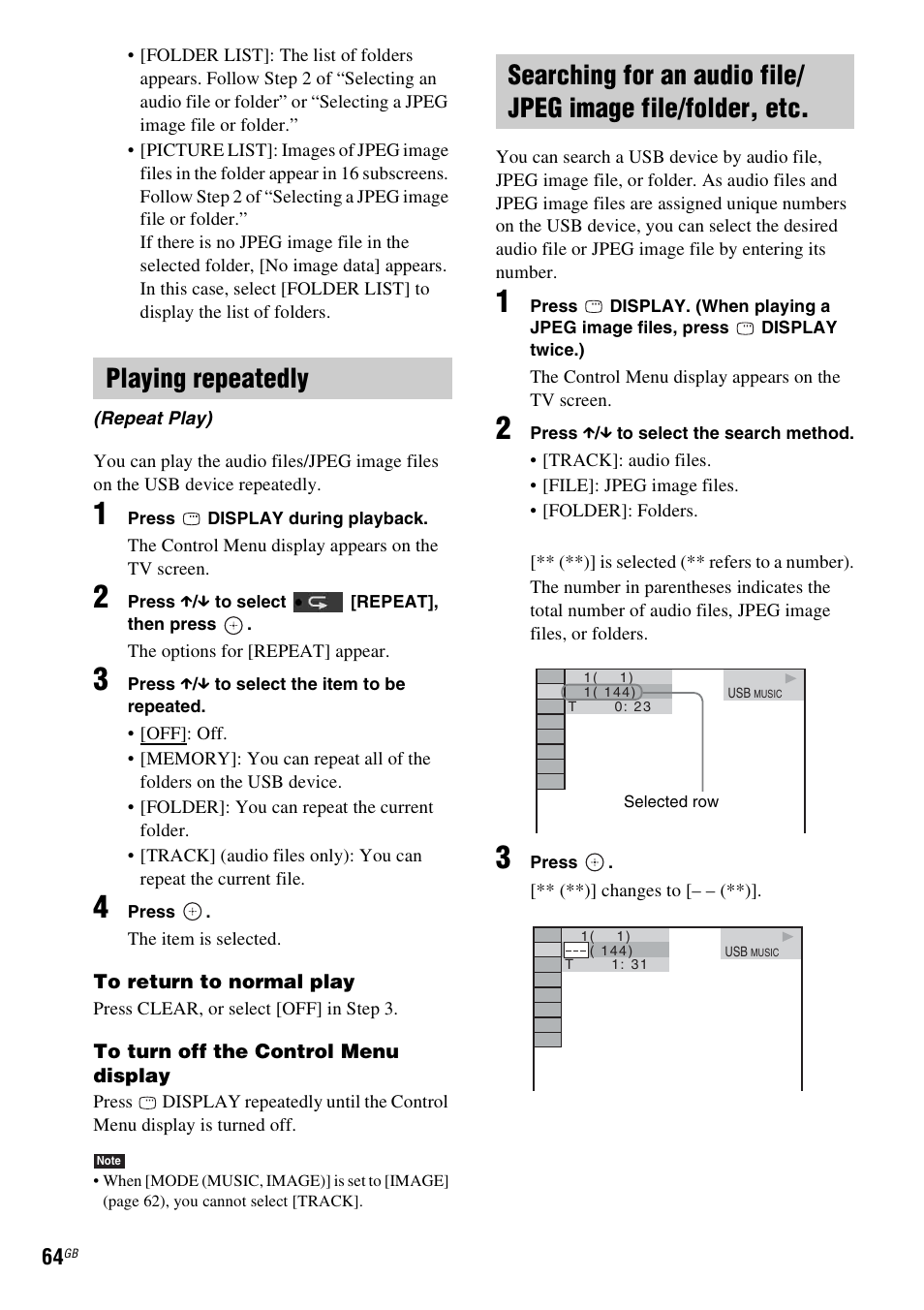 Playing repeatedly | Sony 3-283-036-11(3) User Manual | Page 64 / 104