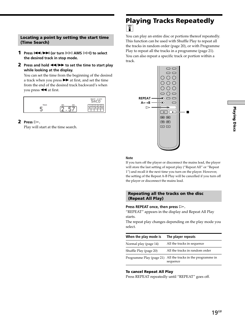 Playing tracks repeatedly, Playing tracks repeatedly z | Sony SCD-XB790 User Manual | Page 19 / 28