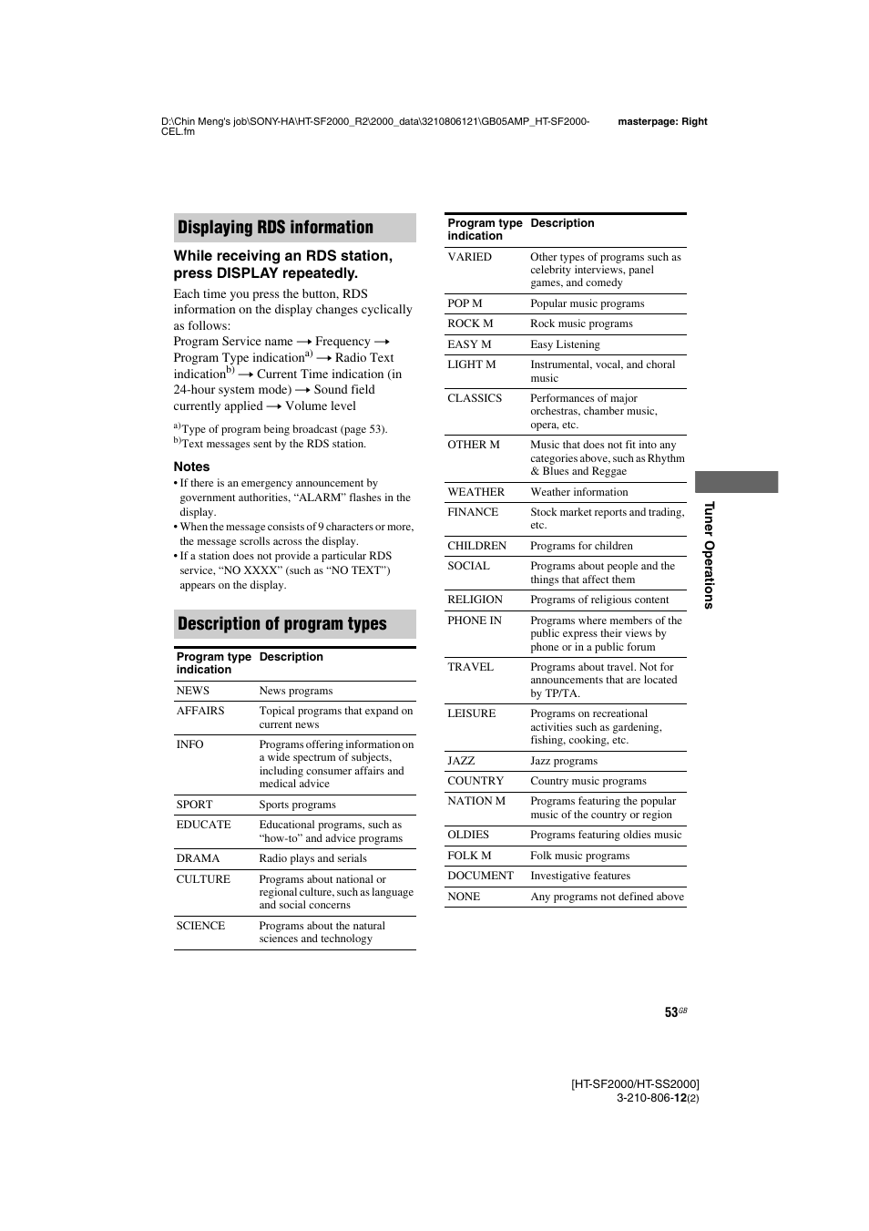 Sony HT-SF2000 User Manual | Page 53 / 68