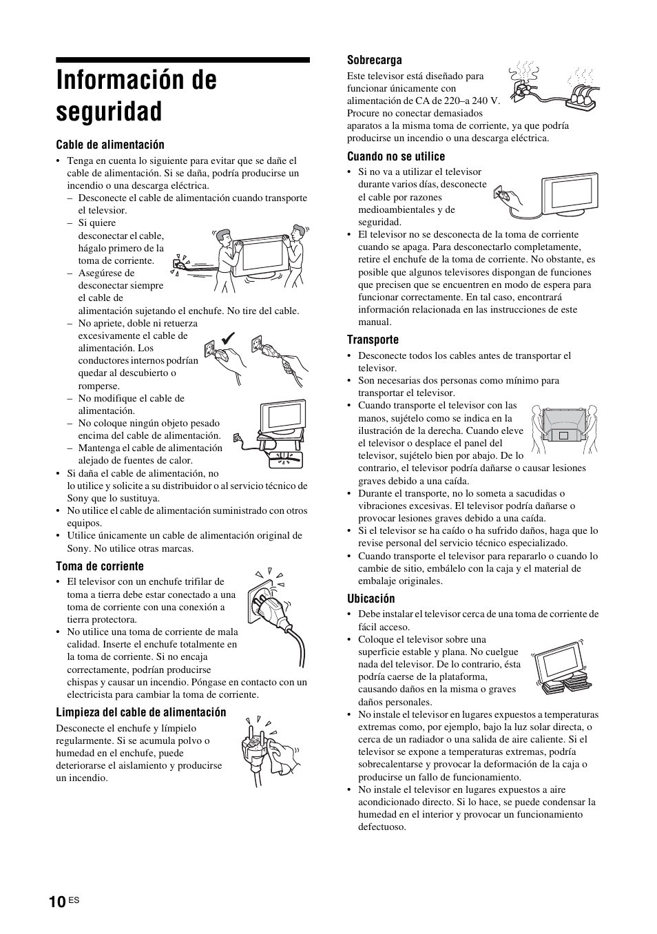 Información de seguridad | Sony KDS-70R2000 User Manual | Page 182 / 236