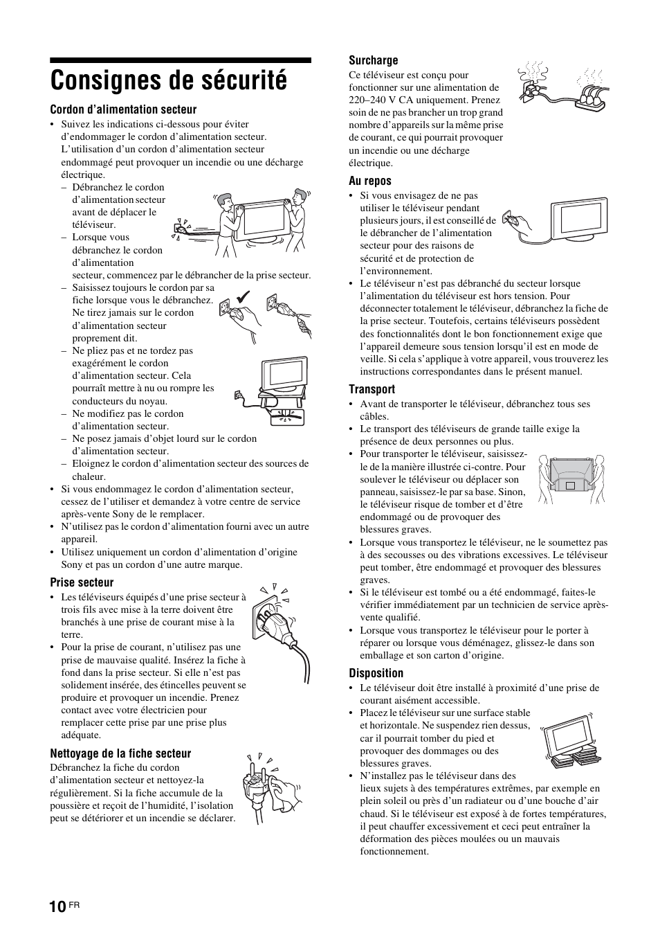 Consignes de sécurité | Sony KDS-70R2000 User Manual | Page 66 / 236