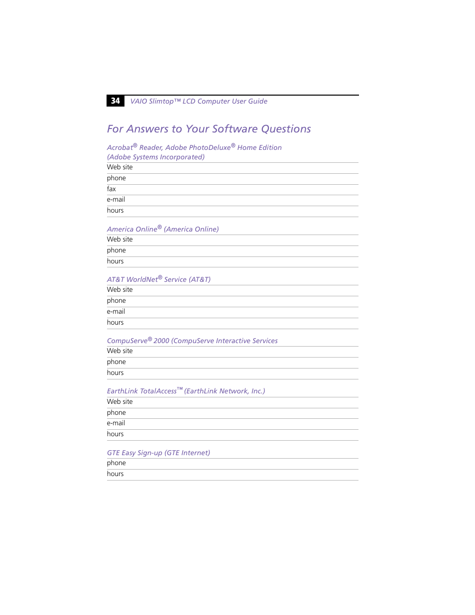 For answers to your software questions | Sony VAIO PCV-L630 User Manual | Page 38 / 48