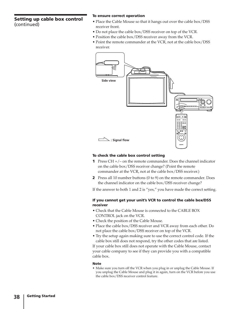 Setting up cable box control (continued) | Sony SLV-AV100C User Manual | Page 38 / 104