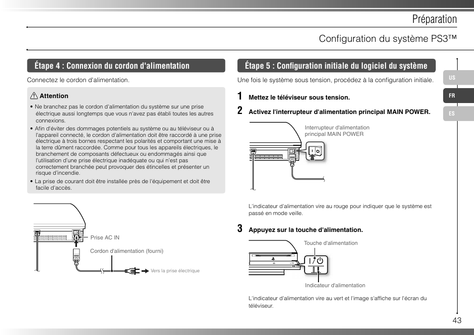 Préparation, Confi guration du système ps3 | Sony 80GB Playstation 3 4-107-608-11 User Manual | Page 43 / 100