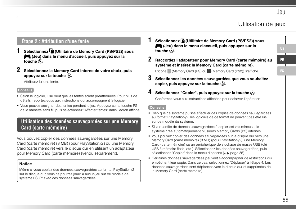 Utilisation de jeux, Étape 2 : attribution d'une fente | Sony 80GB Playstation 3 4-107-608-11 User Manual | Page 55 / 100