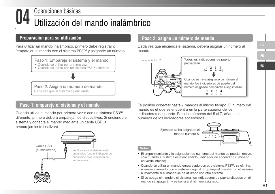 Utilización del mando inalámbrico, Operaciones básicas | Sony 80GB Playstation 3 4-107-608-11 User Manual | Page 81 / 100