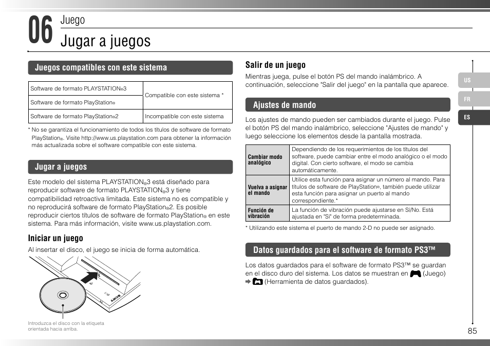 Jugar a juegos, Juego | Sony 80GB Playstation 3 4-107-608-11 User Manual | Page 85 / 100