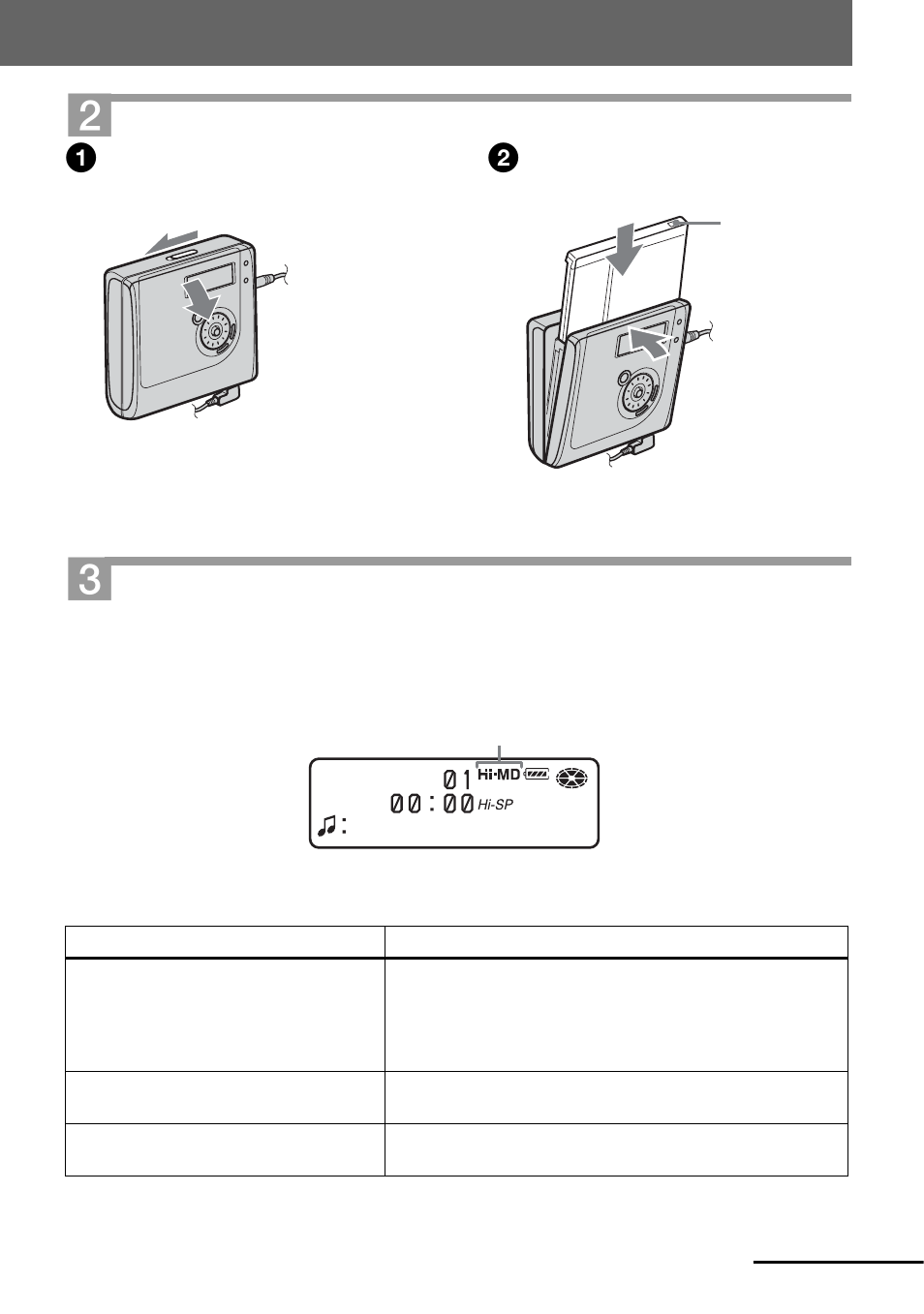 Insert a recordable disc, Confirm the operation mode | Sony MZ-NH700 User Manual | Page 19 / 116