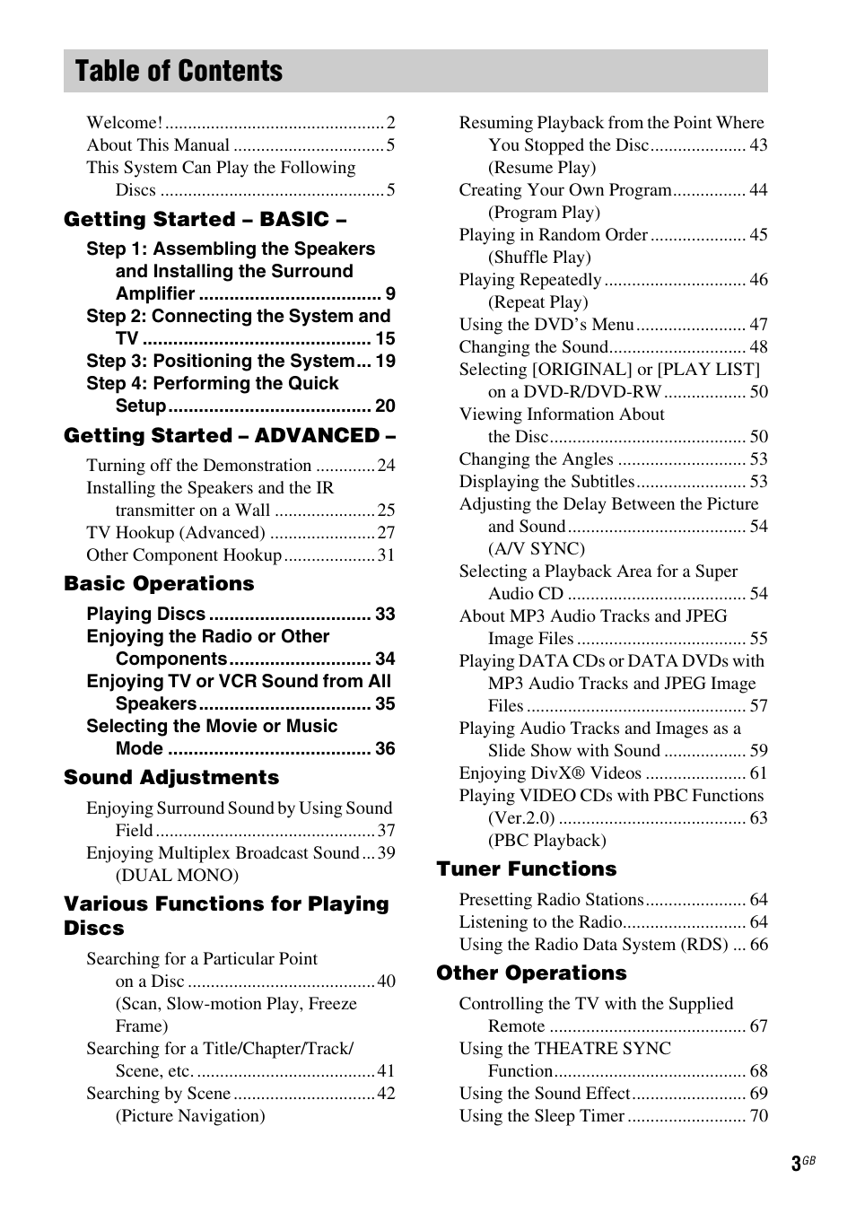 Sony DAV-DZ810W User Manual | Page 3 / 112