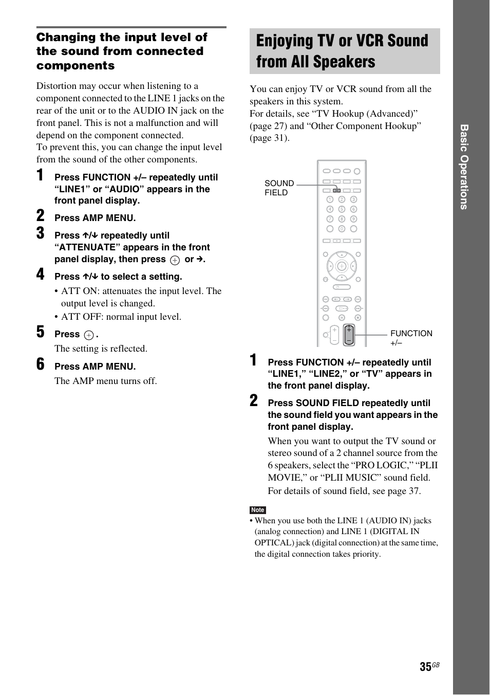 Enjoying tv or vcr sound from all speakers, Enjoying tv or vcr sound from all, Speakers | Sony DAV-DZ810W User Manual | Page 35 / 112