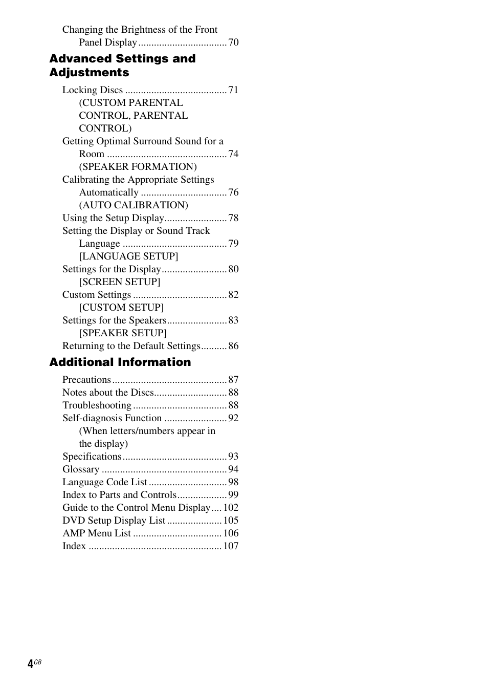 Sony DAV-DZ810W User Manual | Page 4 / 112