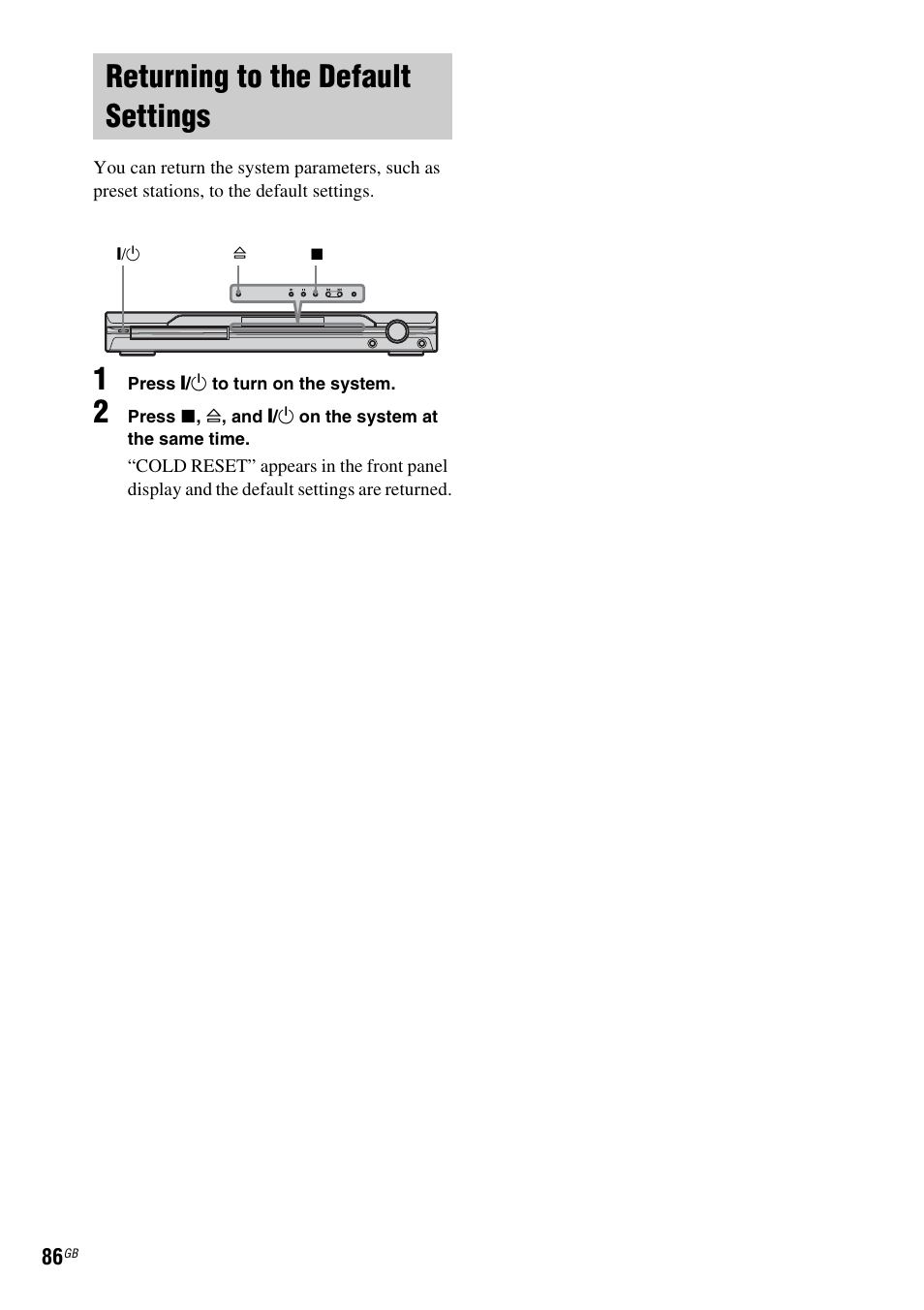 Returning to the default settings | Sony DAV-DZ810W User Manual | Page 86 / 112