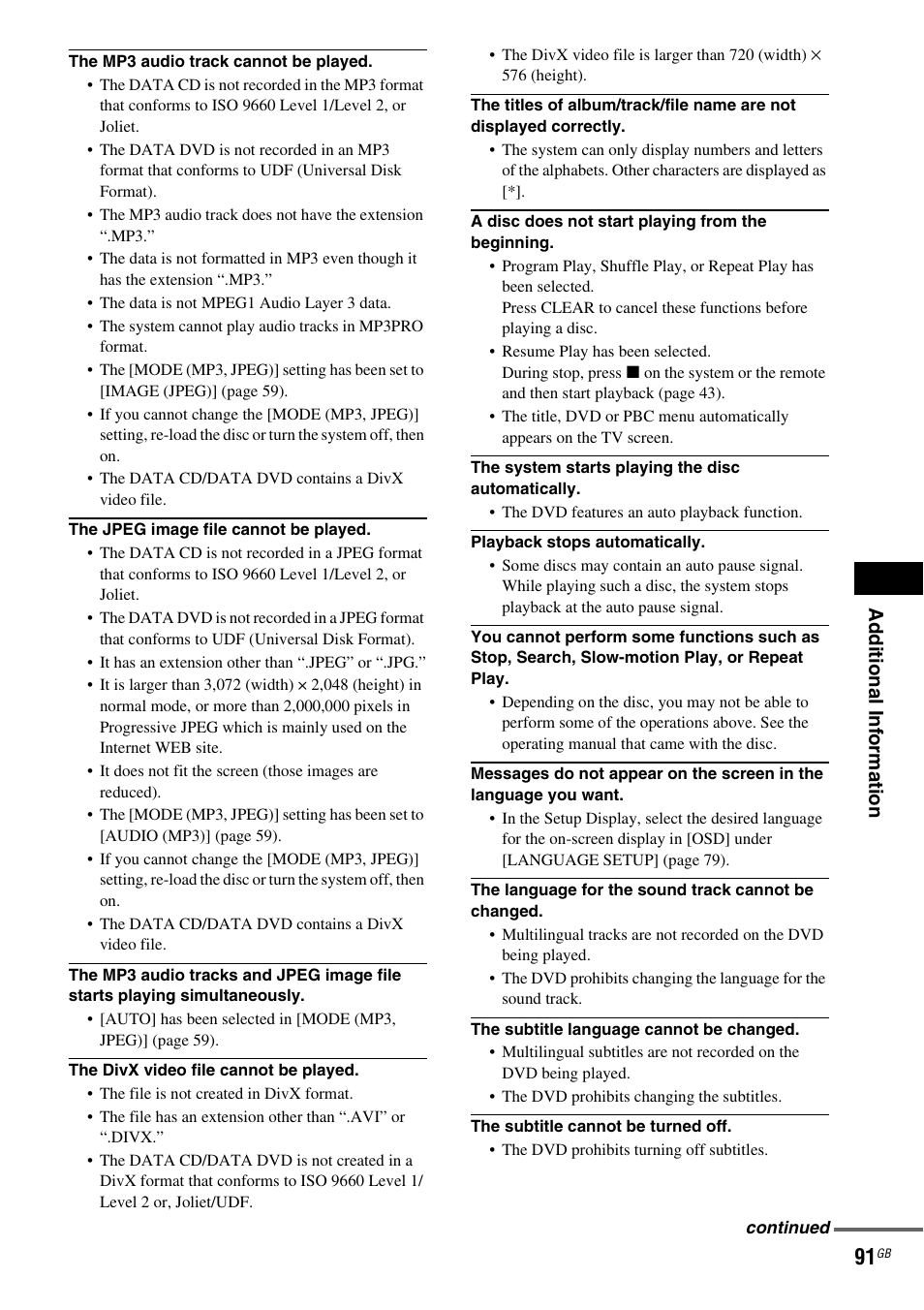 Sony DAV-DZ810W User Manual | Page 91 / 112