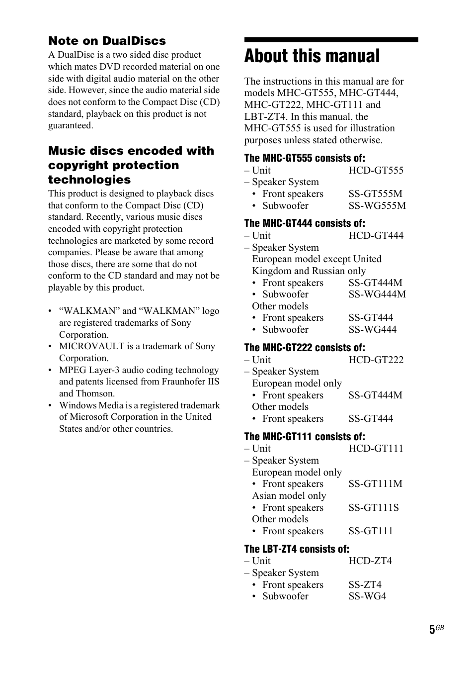 About this manual | Sony 3-287-077-14(2) User Manual | Page 5 / 48