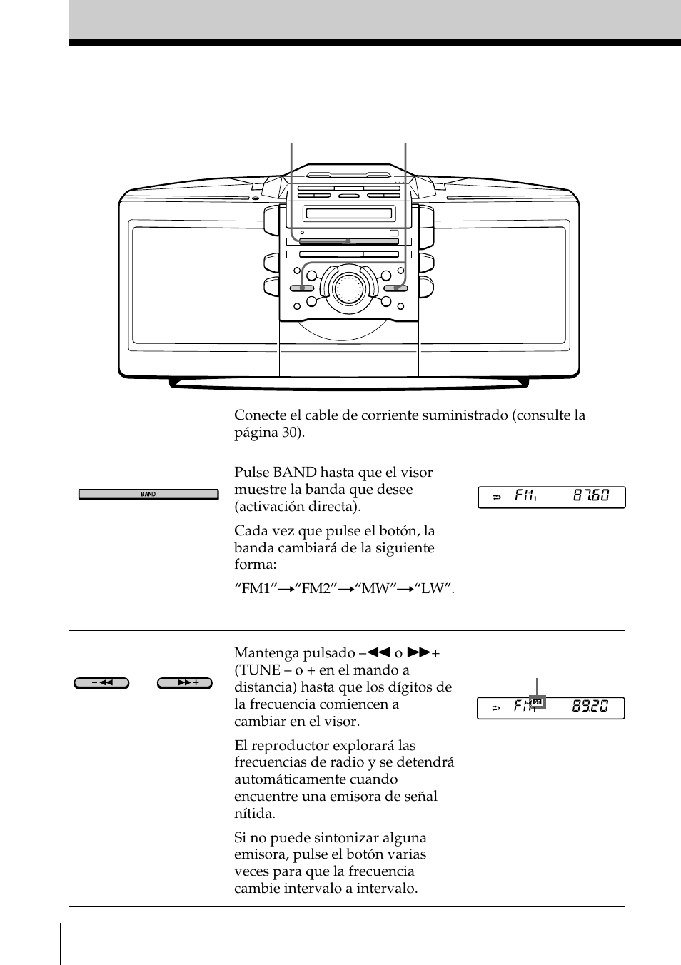 Recepción de la radio | Sony ZS-D55 User Manual | Page 48 / 84
