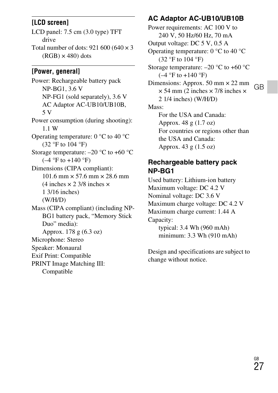 Sony CYBER-SHOT DSC-HX7 User Manual | Page 27 / 56