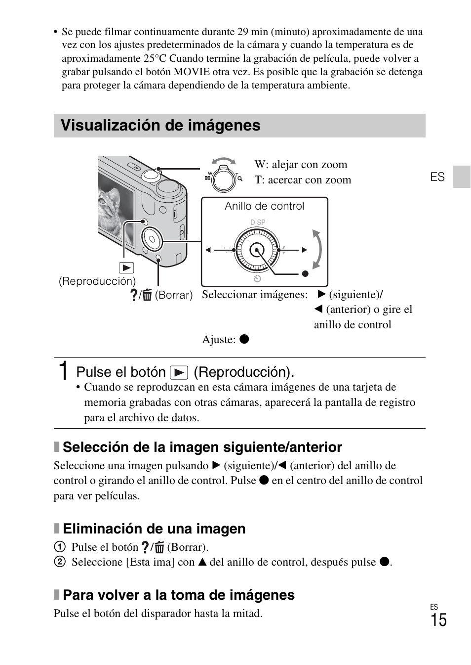 Visualización de imágenes | Sony CYBER-SHOT DSC-HX7 User Manual | Page 43 / 56