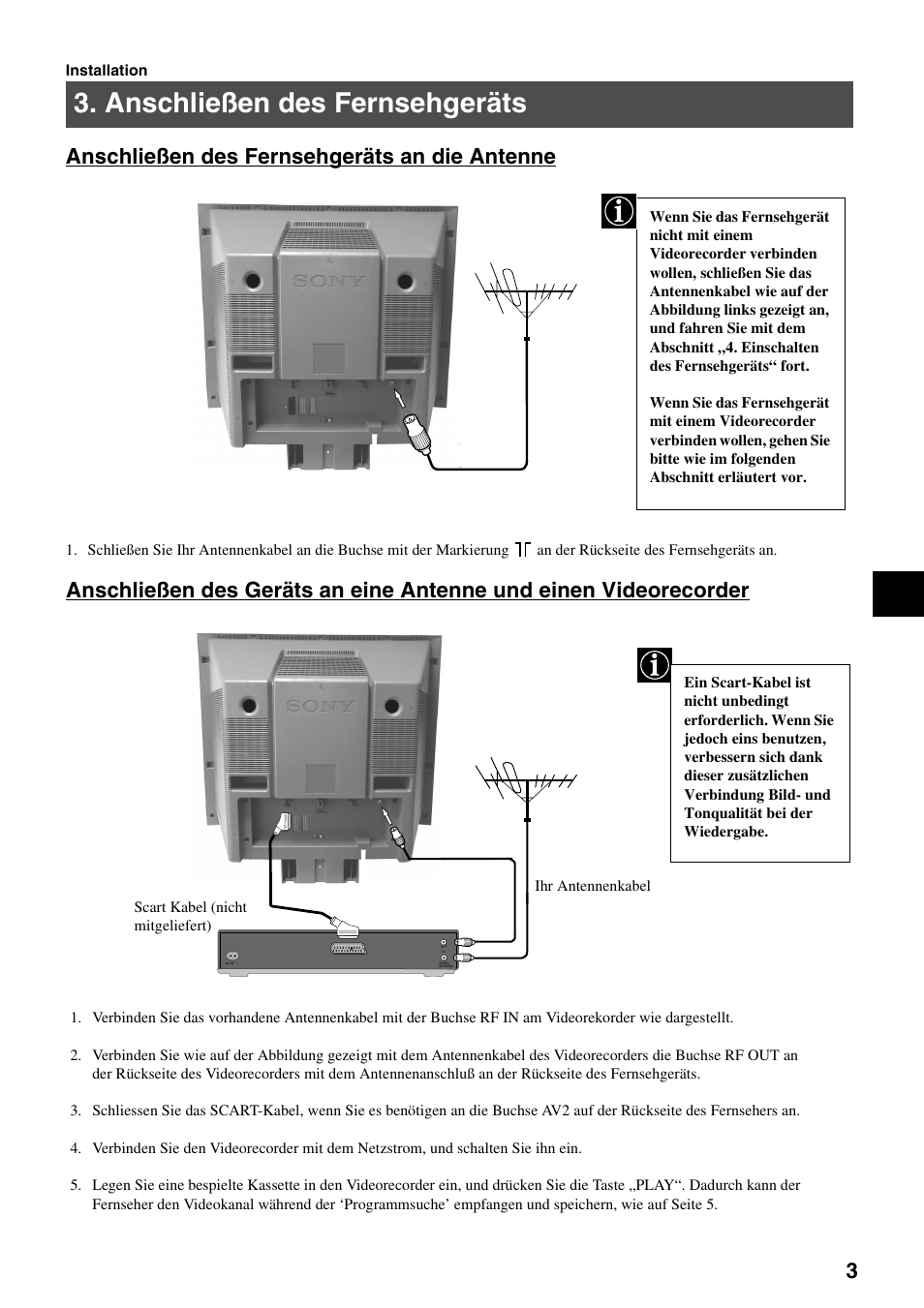 Anschließen des fernsehgeräts | Sony FD Trinitron KV-34FQ75 D User Manual | Page 7 / 160